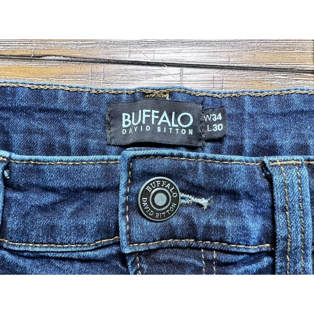 Buffalo David Bitton Jeans Mens 34x30 Dark Wash Straight Stretch Denim